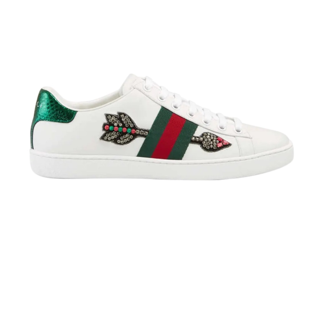 FREE shipping Gucci white Sneakers Arrow Embroidered